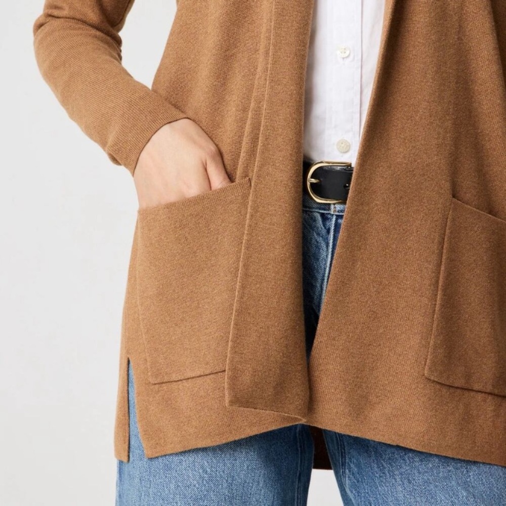 J. Crew Factory Chelsea Camel Tan Boyfriend Sweater Blazer Style BA866 Size S - Picture 3 of 11